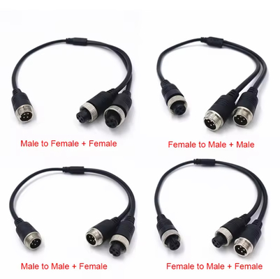 M12 CCTV 카메라 커넥터용 4핀 케이블 어댑터 여성에서 남성 / 여성 Y 스플리터 케이블