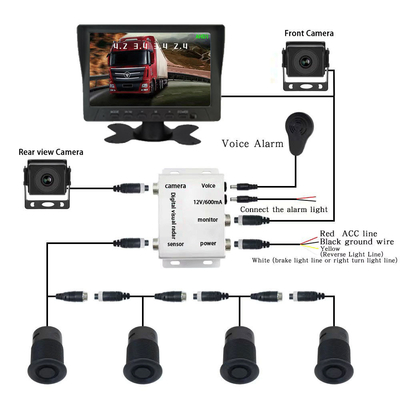 트럭 버스 자동차 자동차 역조동 백업 디지털 레이더 탐지기 AI MDVR 4 센서 키트