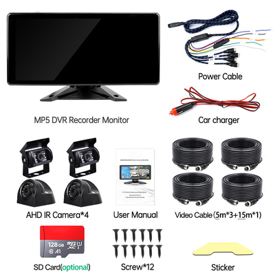 AI 자동차 DVR 시스템 BSD 알람 360° 4CH 10.36 인치 모니터