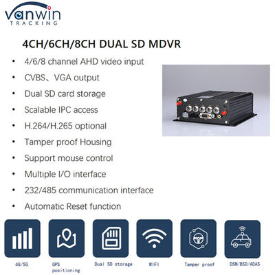4G GPS 와이파이 듀얼 SD 카드 4 채널 MDVR 1080P HDD AI DVR 버스 자동차 플록리프트