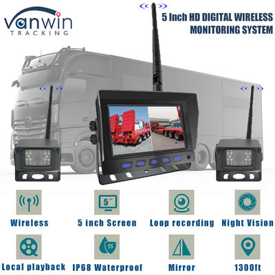 5인치 디지털 HD DVR 무선 트럭 백업 카메라 모니터 시스템 쿼드 뷰 화면