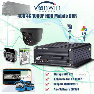 H.265 4CH 1080P HDD 모바일 DVR 차량 CCTV 비디오 레코더 키트 카메라 시스템 MDVR