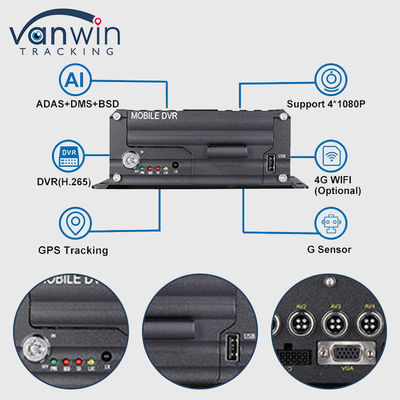 H.265 4CH 1080P HDD 모바일 DVR 차량 CCTV 비디오 레코더 키트 카메라 시스템 MDVR