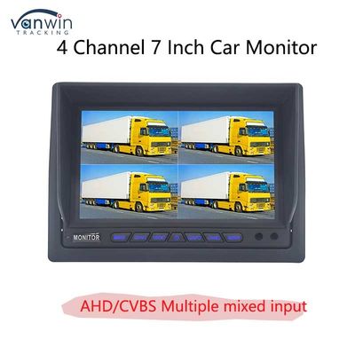 AHD/CVBS 다중 비디오 혼합 입력 4 채널 7 인치 스플릿 디스플레이 자동차 모니터 차량
