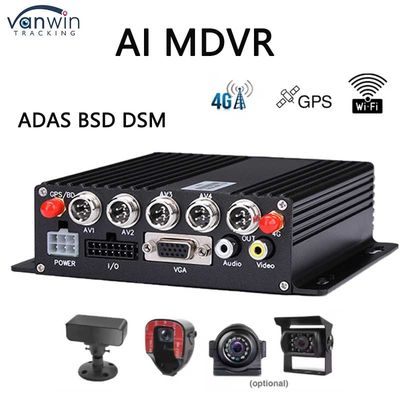 4 채널 ADAS DSM 자동차 DVR 4G GPS AHD 카메라 SD 카드 비디오 레코더 훈련용 자동차 운전용 트럭 버스용 모바일 DVR