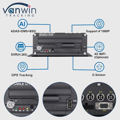 1080P 4CH HDD DVR 5G GPS 추적기 차량 모니터링 시스템 함대 안전