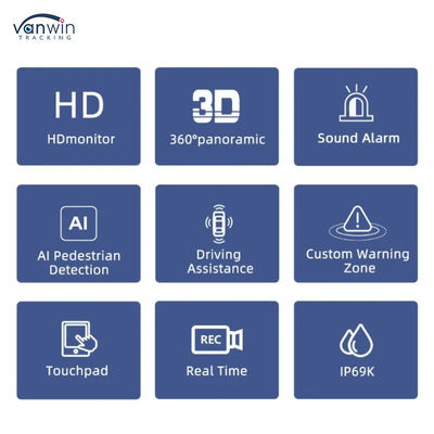 3D HD 1080P 360 차 주차 카메라 트럭 뒤집어 경고 카메라 자동차 360도 카메라 보안 시스템의 조망