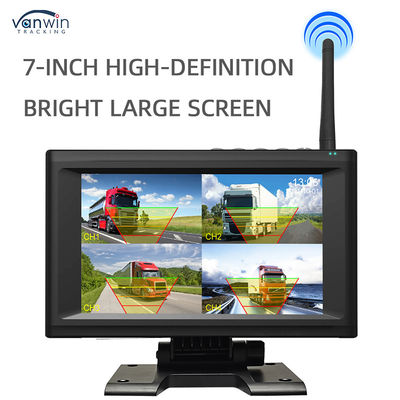 7인치 무선 IPS 화면 차량 모니터 키트, 4개의 태양광 카메라 포함, 간편 설치, 야간 시야, BSD 보안 시스템, 차량 후진 보조