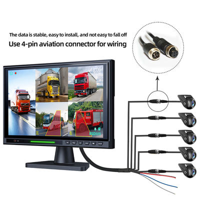 10.1 인치 IPS 터치 스크린 5CH 스플릿 DVR 후면 모니터, AHD 1080P BSD 리버스 주차 카메라 키트 트럭 버스 RV