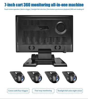 7인치 컬러 스플릿 스크린 자동차 후면 카메라 보안 360 모니터링 DVR 레코더 4 채널 버스/트레일러/RV용 트럭 카메라