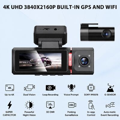 4K 고급 보조 운전 대시캠 GPS ADAS DMS 주차 모니터링을 위한 WIFI 지원