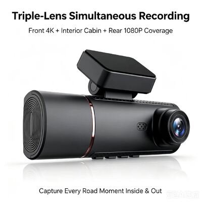 3채널 HD DVR 대시캠 4G 4K 전면 1080P 객실 후면 GPS 추적 ADAS DMS 24/7 주차 모니터 함대 안전