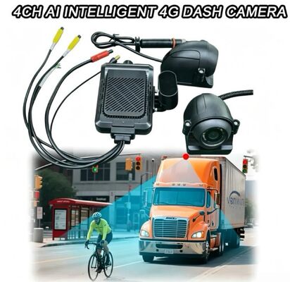 전면 및 후면 대시캠 4CH ADAS DMS 자동 비디오 레코더 4G GPS 와이파이 전용 트럭용 자석 카메라