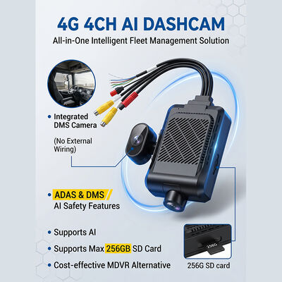 ADAS BSD를 갖춘 대형 트럭 4G 대시 레코더 - SOS 패닉 버튼이 있는 GPS 텔레매틱스 함대 카메라
