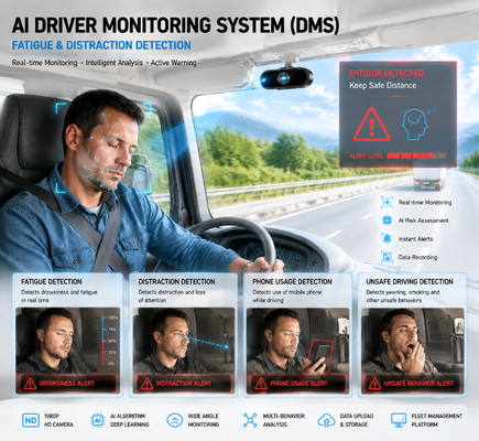 4G 차량용 CCTV DVR, AEBS 자동 비상 제동 시스템, ADAS+DSM+BSD 능동 안전 기능 탑재 (트럭 및 버스용)