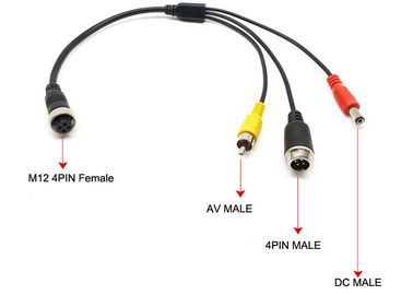 DVR 부속물, 4 핀 male+RCA+DC에 대한 외부 마이크 어댑터 4 핀 여성 항공 플러그