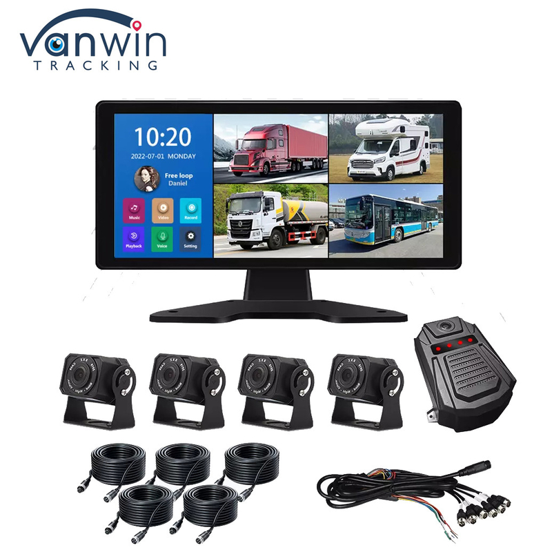 AI 자동차 DVR 시스템 BSD 알람 360° 4CH 10.36 인치 모니터