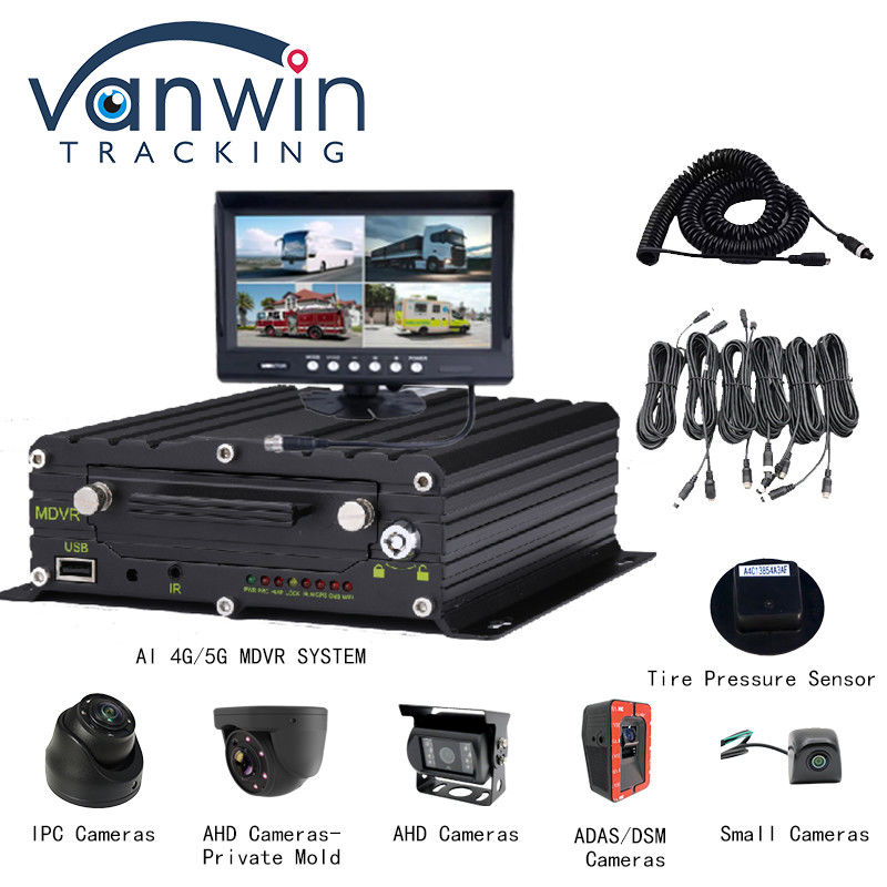 4G 5G WIFI GPS 8 CH AI 모바일 DVR ADAS DMS HDD SSD SD 카드와 함께 자동차 버스 트럭