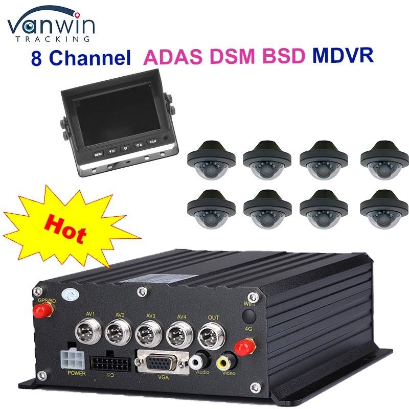1080P H265 듀얼 SD 카드 8 채널 모바일 DVR HDD Max 2TB 택시 트럭 밴