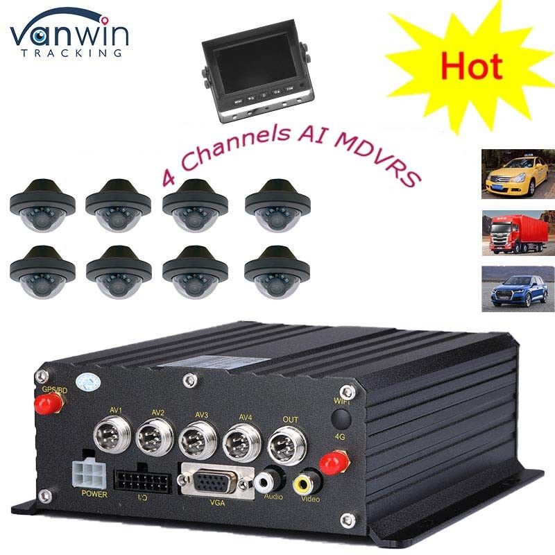 4G GPS 와이파이 듀얼 SD 카드 4 채널 MDVR 1080P HDD AI DVR 버스 자동차 플록리프트