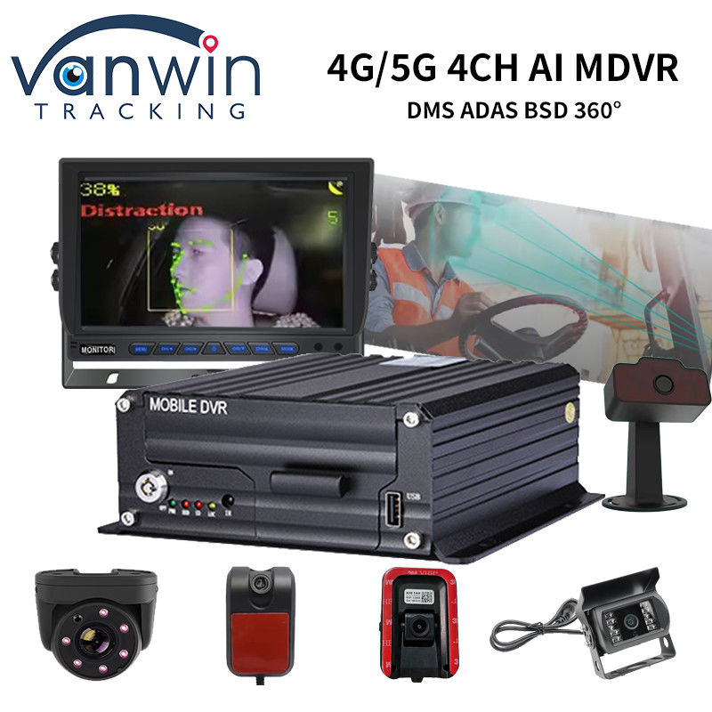 AI DSM ADAS BSD 지원 4G 5G WIFI GPS를 가진 4개의 Ch AI 트럭 버스 이동할 수 있는 DVR