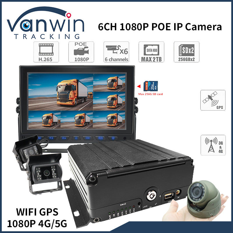 4G 6 채널 H. 265 차량 보안 카메라용 자동차 모바일 DVR