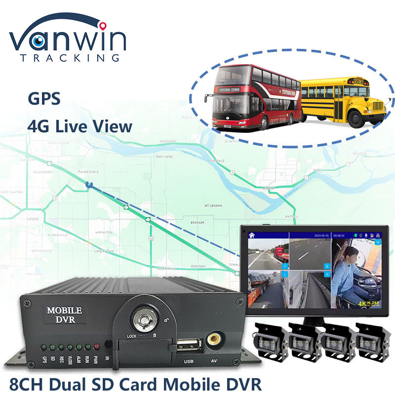 8CH AHD 듀얼 SD 카드 모바일 DVR 시스템 4G 와이파이 GPS MDVR 라이브 뷰