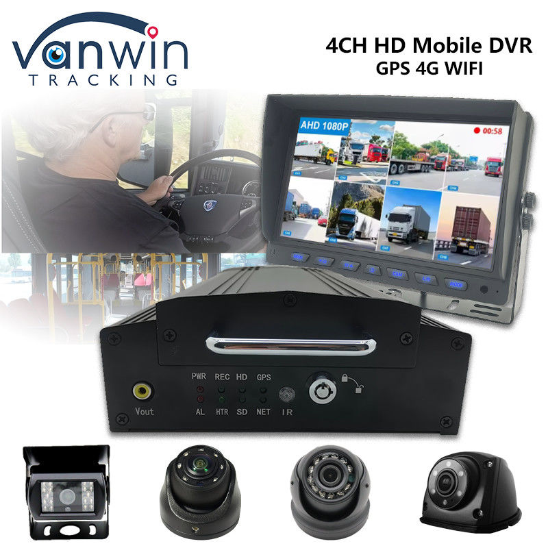 4채널 HDD SSD 모바일 DVR 1080P 4G 와이파이 GPS MDVR 차량 카메라 자동차 CCTV 시스템