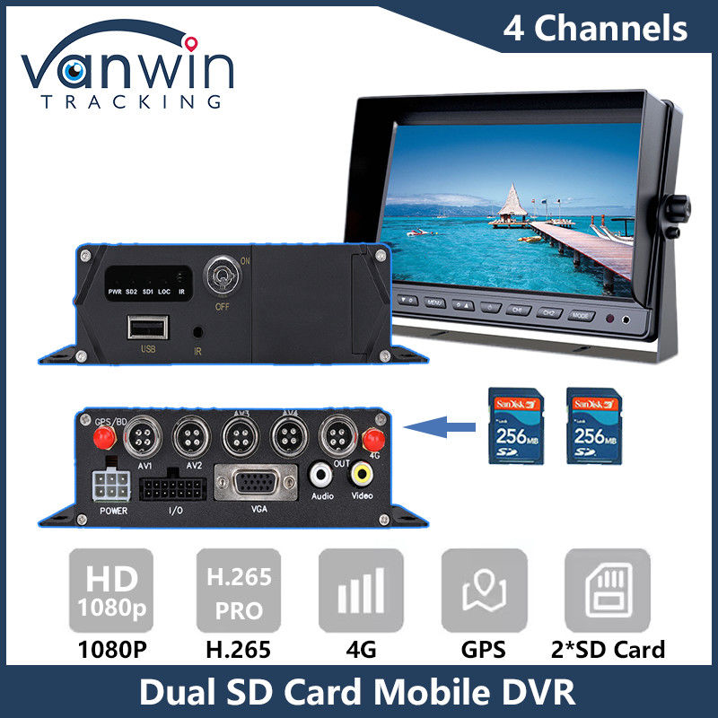 4G GPS 듀얼 SD 카드 모바일 DVR 1080P 4CH CCTV 카메라 레코더 보안 모바일 추적 DVR