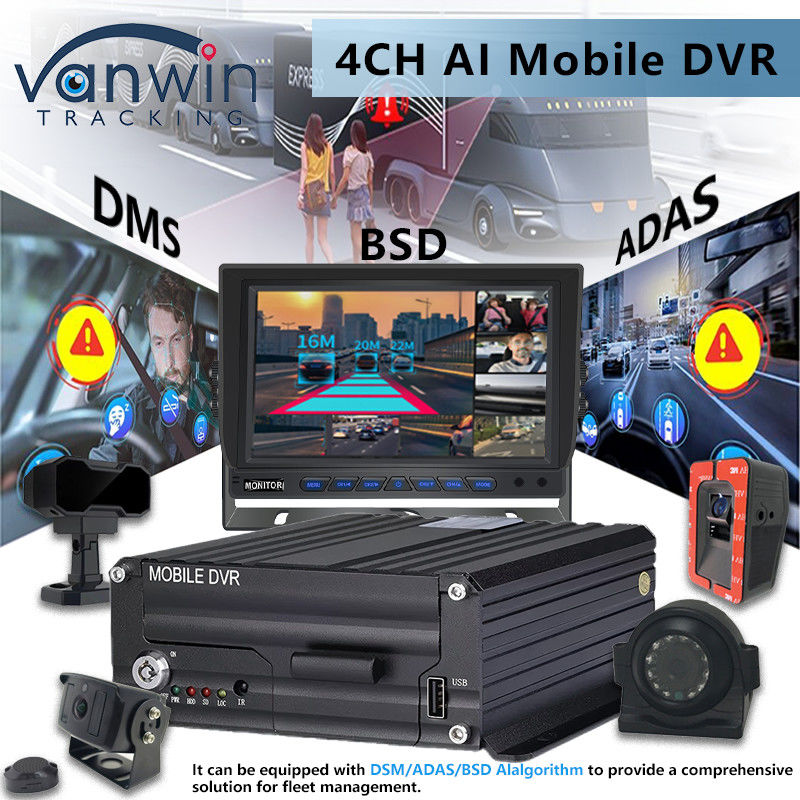 4CH 5G CMSV6 시스템 AI 모바일 DVR GPS ADAS BSD DMS H.265 MDVR 자동차 CCTV 모니터