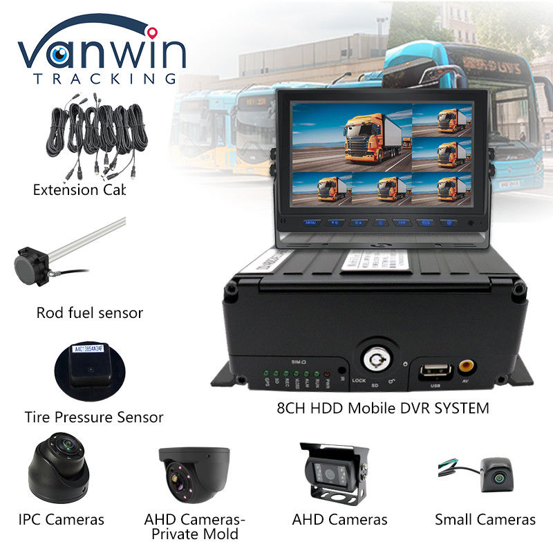 풀 HD 1080P 8CH 모바일 DVR H.265 CMSV6 버스 드라이버 4G 와이파이 MDVR 자동차 카메라 버스 트럭
