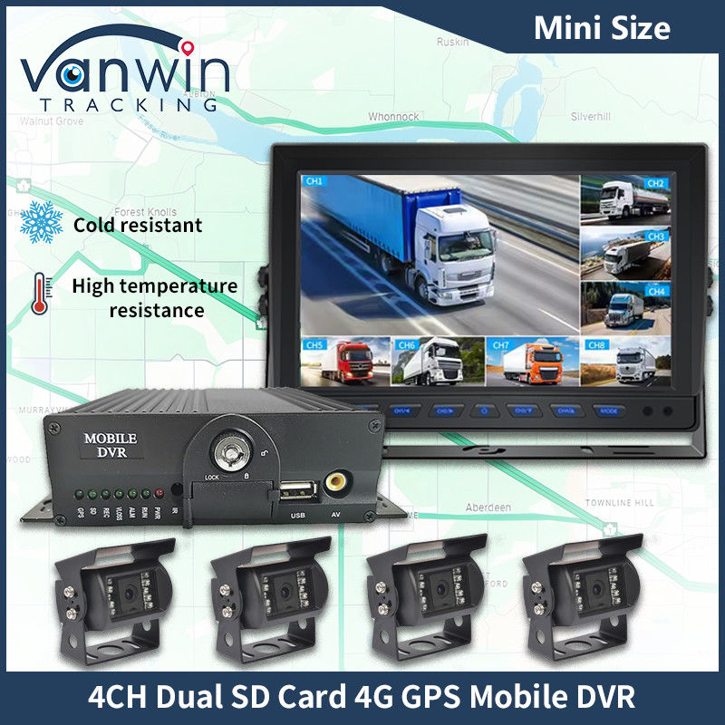 H.265 4CH 풀 HD 모바일 DVR 라이브 스트리밍 블랙박스 레코더 4G 와이파이 GPS 차량 CCTV