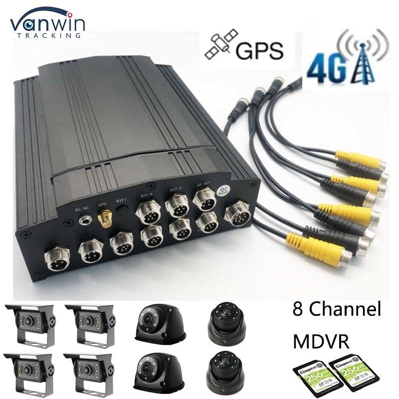 풀 HD 1080P 8CH 모바일 DVR SD 카드 4G GPS H.265 CMSV6 버스 트럭 DVR 보안 시스템