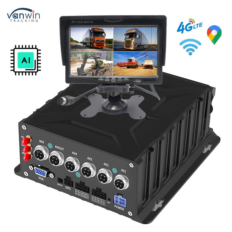 4CH 1080P 차량 모니터링 역 백업 카메라 AI MDVR 시스템 차량 GPS 추적기