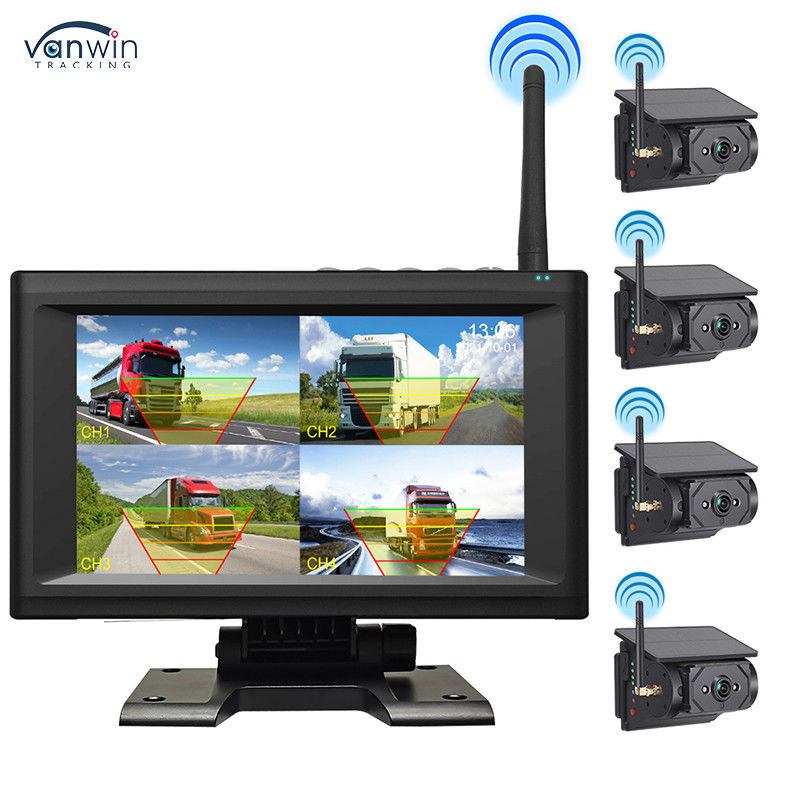 7인치 무선 IPS 화면 차량 모니터 키트, 4개의 태양광 카메라 포함, 간편 설치, 야간 시야, BSD 보안 시스템, 차량 후진 보조