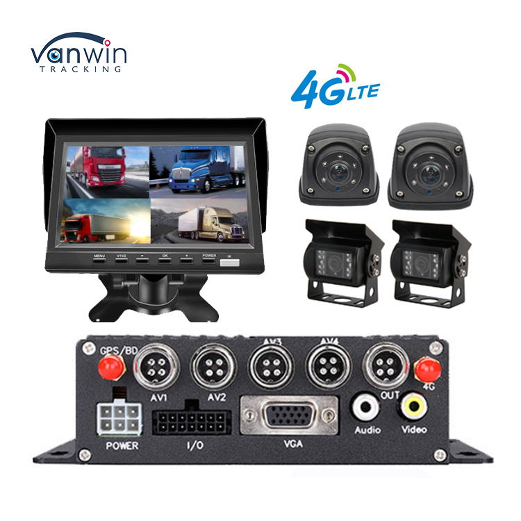 7인치 모니터 4G/GPS 방수 카메라 및 역지원 장치로 트럭용 전문 4CH 1080P MDVR - 모든 함대 관리 솔루션